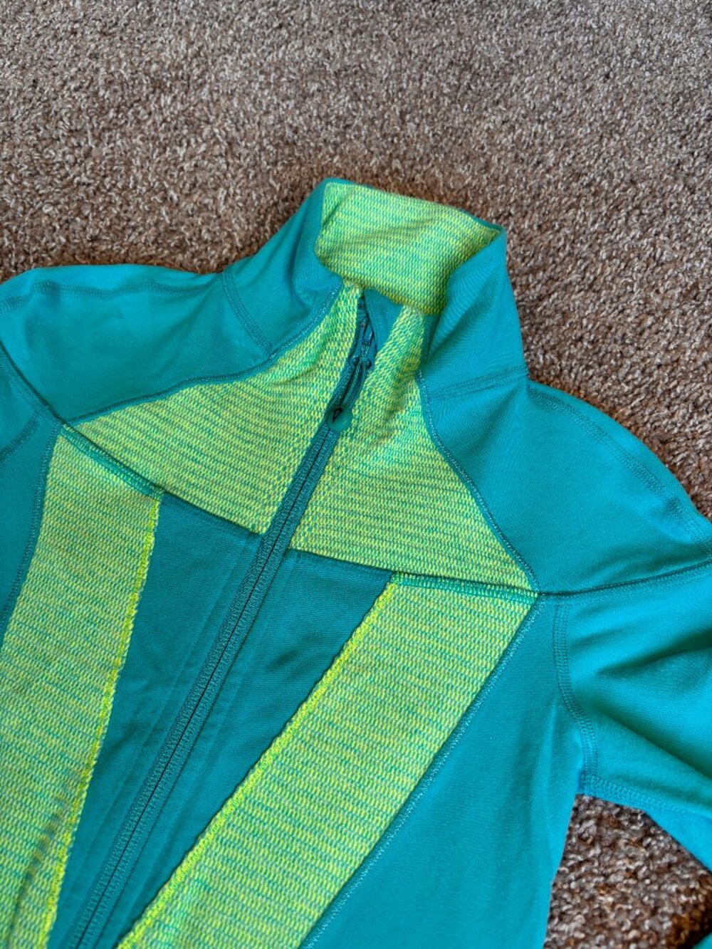 Ivivva Athletic Zip-Up Sweatshirt in Vibrant Lime Green and Teal